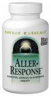 Source Naturals Aller-Response  is a Bio-Aligned seasonal formula that provides systemic support for the sinuses, lungs, and immune system. Aller-Response features quercetin, which has demonstrated the ability to inhibit the release of histamines, according to human cell culture studies. The formula contains powerful herbs, including ginger, <i>ginkgo biloba</i>, amla, and andrographis, which have been used traditionally for lung, bronchial, and immune health. Vitamins A and C, along with Zinc, provide additional immune support..