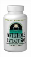 Artichoke extract stimulates bile production, promoting fat digestion and metabolism. Artichoke extract supports liver and gallbladder function and may help relieve occasional indigestion.  Source Naturals Artichoke Extract 500 is standardized to 5% cynarin and 15% chlorogenic acids for maximum potency..