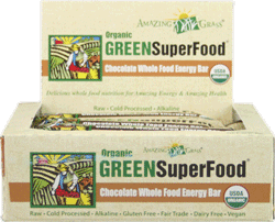 Amazing Grass Green SuperFood, Whole Food Energy Bars are loaded with energy producing nutrients. Amazing Grass Green Superfood drink mixes, protein bars are organic and absolutely delicious..