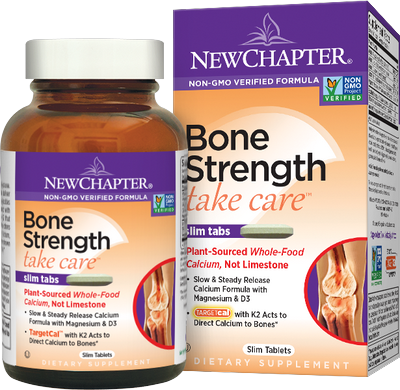 New Chapter's Bone Strength formula provides complete bone support with calcium that actually reverses bone loss and helps reduce the risk of osteoporosis. Easy to swallow slim tabs..