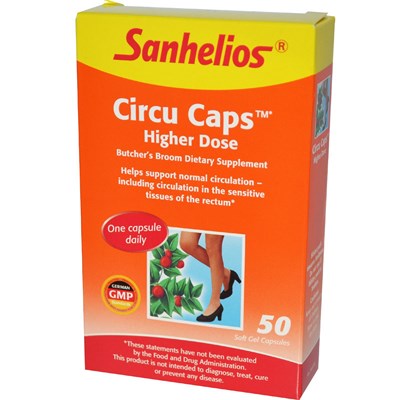 Sanhelios Circu Caps Higher Dose contains a more concentrated dried extract equivalent to 900 mg Butcher's Broom rhizome per capsule..