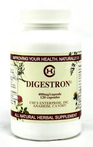 Digestron is an herbal supplement containing Paeonia, Poria, Cinnamomum, Atractylodes, Codonopsis, Alpinia, Coptis, Dioscorea, and Piper..