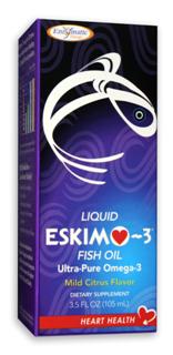 Eskimo-3 Liquid Fish Oil - Mild Citrus Flavor is ultra purified, naturally stable and a superior source of Omega-3 fatty acids supporting cardiovascular health..