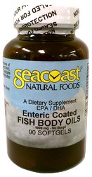 Enteric Coated Fish Body Oils (90 Sgels) from SeaCoast are absorbed in the small intestine, are gentle on the stomach, and prevent that fish burp often associated with fish oil supplements..