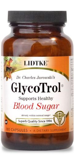 New help for diabetics and those at risk. Backed by four patents. 
Hypoallergenic, gluten free. GlycoTrol by LIDTKE normalizes blood glucose levels, cholesterol and triglycerides, promoting eye, kidney, and circulatory health..