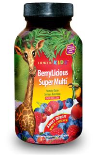 Yummy tasteÂSerious nutrition for Kids. Pure natural goodness concentrated in a single daily BerryLicious Super Multi Soft Chew. Packed full of 13 vitamins and minerals at 100% (RDI) Recommended Daily Intake, including vitamins D and E, as well as the full spectrum of B vitamins. Includes 150 mg of calcium to help build strong, healthy bones..