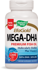 Mega-DHA is ideal as a prenatal and nursing supplement.  DHA is also essential to proper eye and brain development within infants (before and after birth) and is an important component of human breast milk..