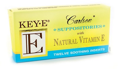Key-E Suppositories (12 soothing inserts) Each suppository supplies 30 IU of natural-source vitamin E to soothe and lubricate areas with excessive dryness..