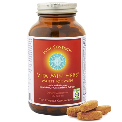 Vita-Min-Herb for Men is a powerfully restorative and deeply nourishing formula with a potent array of organic ingredients all designed to maximize ongoing energy, vitality, and lifelong well-being. Whole food based multivitamin made with organic nutrients..