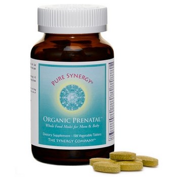 Synergy Company Organic Prenatal Multivitamin blends certified organic whole food nutrients with organic sprouts, berries, ginger and red raspberry leaf creating a whole-food vitamin and mineral rich formula nourishing moms and growing babies alike..