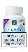 ProEFA 180 soft gels by Nordic Naturals provides the body with the essential fatty acids omega-3 and omega-6, and contains DHA, EPA, and GLA..