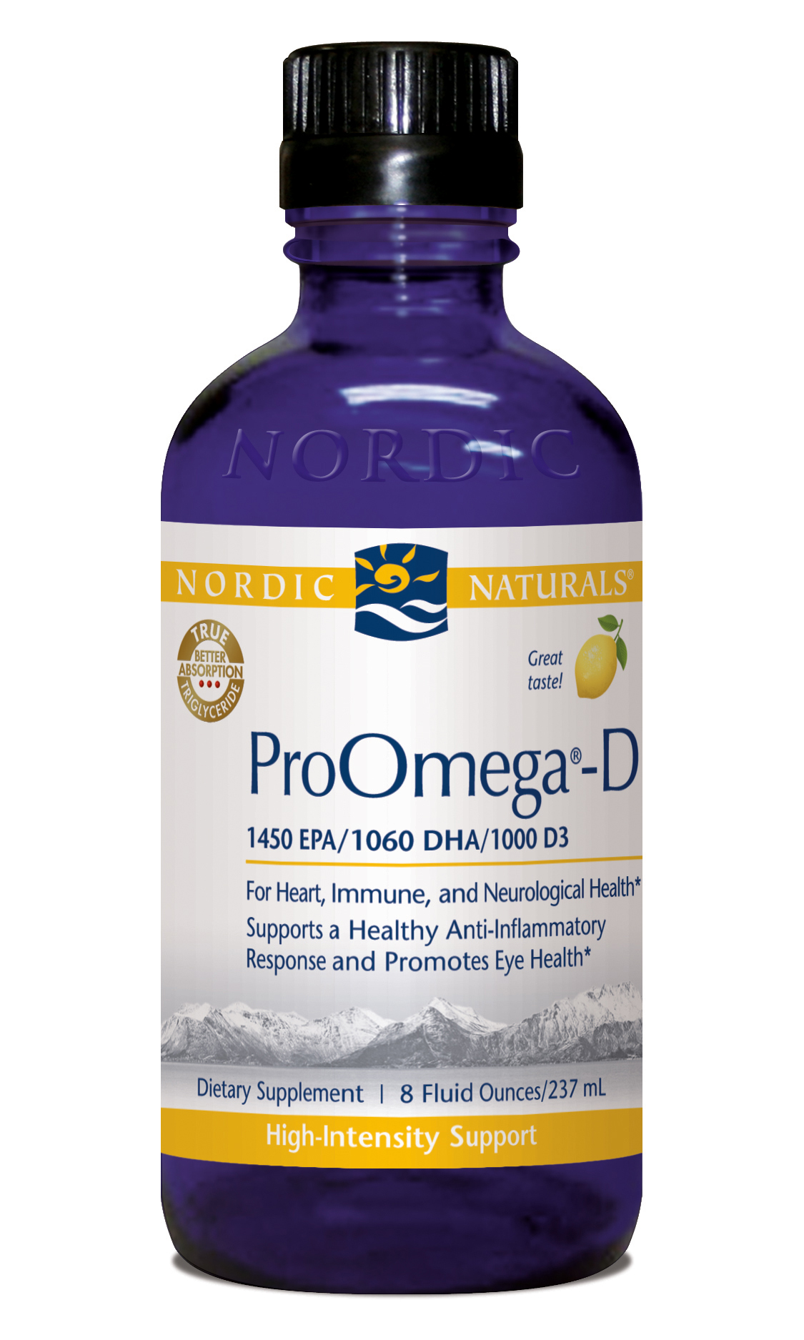 ProOmega-D Liquid from Nordic Naturals nourishes the body with essential Omega-3s and Vitamin D3..