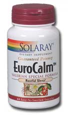 EuroCalm Formula for Restful Sleep containing valerian root extract plus extracts of passion flower - chamomile and hawthorn..