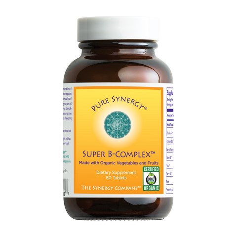 Essential for combating daily stress, Organic
Super B-Complex features a perfectly balanced
blend of organic , whole food B vitamins and
co-factors just as nature intended. Offers exceptional value with 60 tablets per bottle and just one tablet daily (less
than 40 cents per day!).