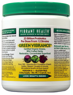 Green Vibrance* (6.1 oz - 15 day supply) All day energy green superfood. Certified Organic Greens, Wild Crafted Herbs, Restorative, Concentrated..