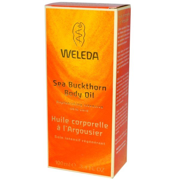 Sea Buckthorn Body Oil from Weleda locks in moisture and nourishes the skin with vitamins and unsaturated fatty acids for additional skin protection..