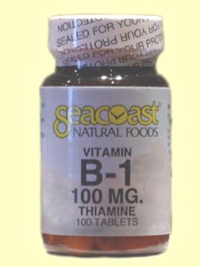 Vitamin B1 100 mg also known as Thiamine from SeaCoast Natural Foods is an essential vitamin which aids in healthy circulation and blood formation and also enables the body to metabolize carbohydrates..