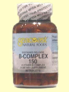 Seacoast Vitamin B-Complex, 150 mg, 90 Time Release Tablets promoting multi-purpose nutrition..