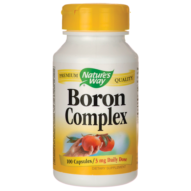 Nature's Way Boron Chelate 3mg helps to prevent the loss of calcium, phosphorus and magnesium through the urine. It also helps maintain proper blood levels of estradiol which is a precursor of estrogen..