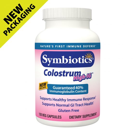 Colostrum High-IG from Symbiotics tones your immune system while nourishing the intestinal tract for optimal immune system functioning. Healthy intestinal flora is the key to optimal health. Gluten  and Hormone Free.