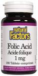 Natural Factors Folic Acid 1 mg with Vitamin C provides support for the nervous and reproductive systems..