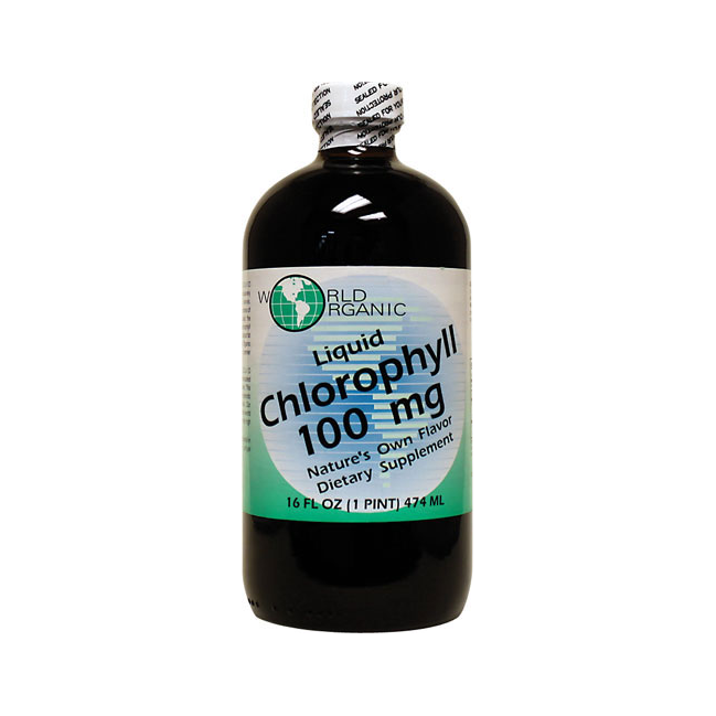 World Organics' Liquid Chlorophyll 100mg (16 fl.oz) is great as an antioxidant, and helps rejuvenate and replenish virtually all systems of the body..