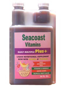 Seacoast Vitamins Daily Multi Plus Liquid Multiple Vitamin comprises potent concentrations of Sea Vegetables, Ginseng and Ginkgo Biloba in a base of 100% Pure Aloe Vera Juice yielding high antioxidant activity and trace minerals..