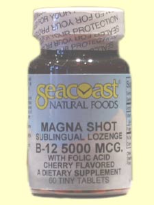 Seacoast Magna Shot Vitamin B12, 5000 mcg, 60 Sublingual Lozenges with 400 mcg Folic Acid.
