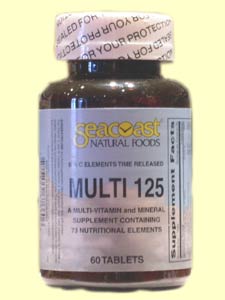 Seacoast Multi 125 Multiple Vitamin, Time Release with 73 ingredients.