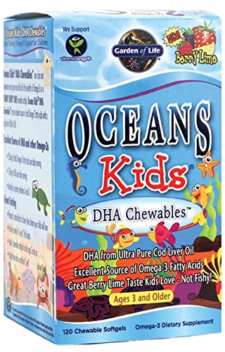 Oceans Kids DHA Chewables are a fun and convenient way to give your child all of the brain-boosting powers of Omega-3s in a YUMMY BERRY BLAST chewable softgel..