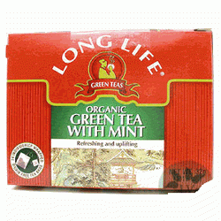 Organic Green Tea with Mint (20 Teabags) Long Life Tea