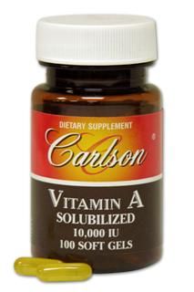 Vitamin A Solubilized (100 soft gels - 10000 IU) Carlson Labs