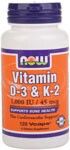 Vitamin D-3 & K2 (120 Vcaps -1000 IU 45 mg) NOW Foods