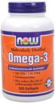 Omega-3 from 1000 mg of Fish Oil Concentrate (200 Softgels) NOW Foods