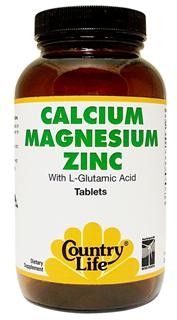 Calcium Magnesium Zinc with L - Glutamic Acid (250 tablets) Country Life