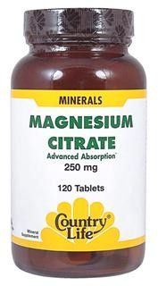Magnesium Citrate (250mg 120 tablets) Country Life