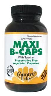 Maxi-B Caps with Taurine (100mg 90 Capsule - Veg) Country Life