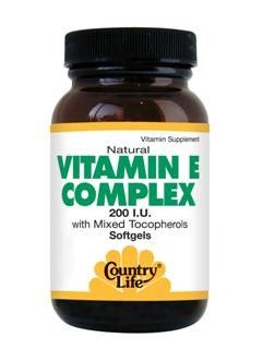 Vitamin E Complex with Mixed Tocopherols (200 I.U. 100 softgels) Country Life