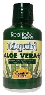 Aloe Vera Liquid Plus (16 oz) RealFood Organic by Country Life