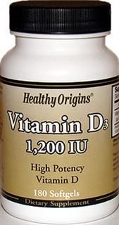 Vitamin D 1200 IU (180 Gels) Healthy Origins