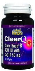 ClearQ CoQ10 plus Clear Base vitamin E (30 softgels 50mg)* Natural Factors