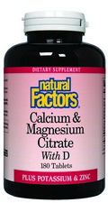 Calcium & Magnesium Citrate Plus D (180 tablets)* Natural Factors