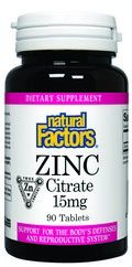 Zinc Citrate (15mg 90 tablets)* Natural Factors