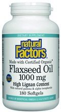 Flaxseed Oil - Certified 100% Organic (1000 mg 180 softgels)* Natural Factors