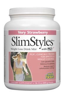 SlimStyles Weight Loss Drink Mix with PGX (Strawberry, 800 g)* Natural Factors