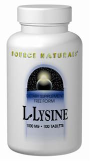 L-Lysine (1,000 mg-100 tabs)* Source Naturals