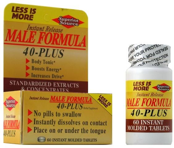 Male Formula 40 Plus (No Shot, Quick Release, 60 Instant Instant Dissolve Mini Tabs) Superior Source Vitamins