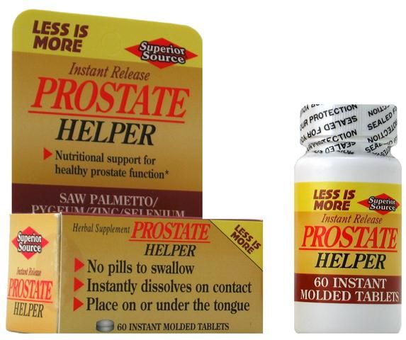 Prostate Helper (No Shot, Quick Release, 60 Instant Dissolve Mini Tabs) | Saw Palmetto Pygeum Zinc & Selenium Superior Source Vitamins