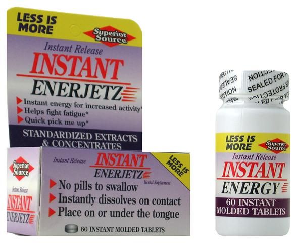 Instant Enerjetz (No Shot, Quick Release, 60 Instant Dissolve Mini Tabs) | Enerjets Superior Source Vitamins