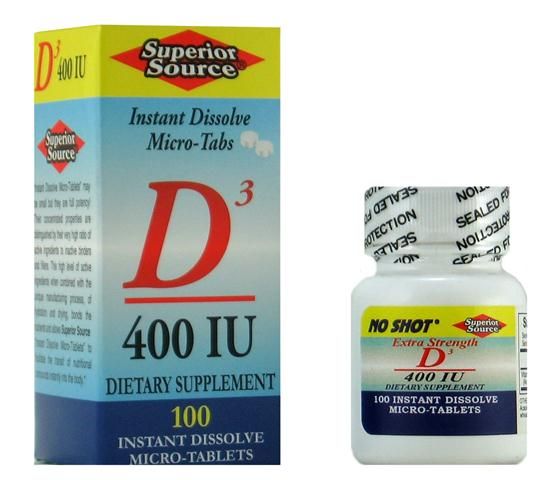 Vitamin D3 400 IU (No Shot, Quick Release, 100 Instant Dissolve Mini Tabs) | Cholecalciferol Superior Source Vitamins